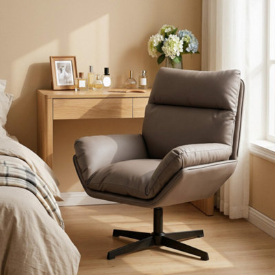 Homcom Accent Chair With 360 Swivel Dark Brown from B&Q