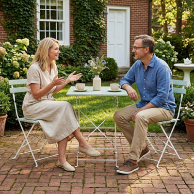 B&Q -  Outdoor Bistro Set Folding For 2 People White Green
