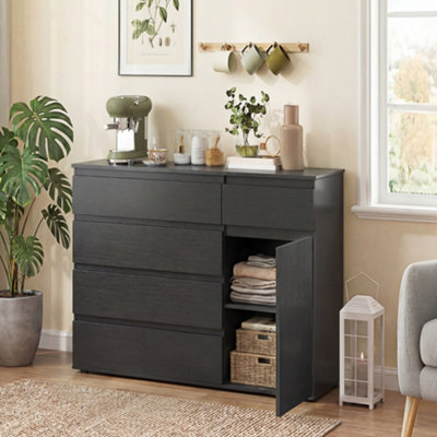 B&Q -  Chest Of Drawers5 Drawer Dresser With Soft-Close CabinetBlack
