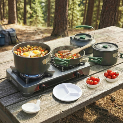 B&Q -  Camping Cookware Set For 4-5 PeopleAluminium Camping CookGrey