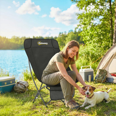 Outsunny Camping Chair Portable With Side Pocket Black from B&Q