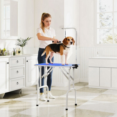 Pawhut Unisex Blue Foldable Dog Grooming Table 32" Height Adjustable Arm For Small Dogs In - Image 7