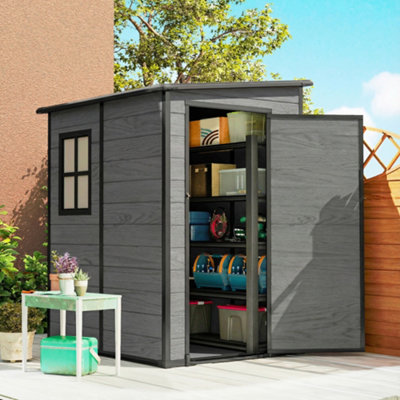 Outsunny Lean To Garden ShedPlastic Tool Storage House W/ Lockable Door from B&Q