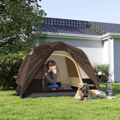 Outsunny 3-4 Person Camping TentWaterproof TentBrown from B&Q