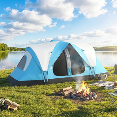 Outsunny 5-8 Person Blue Waterproof Camping Tent With Rooms - Image 8