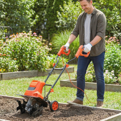 Outsunny Unisex Orange 1500W Electric Tiller With Working Width, 20Cm Tilling Depth In 40Cm - Image 4