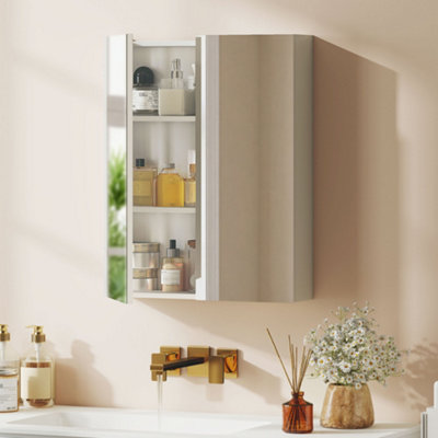 B&Q -  Wall Mounted Bathroom Mirror Storage Cabinet W/ Door Adjustable Shelf