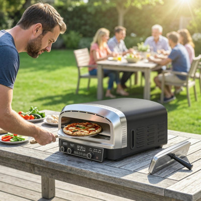 Outsunny Outdoor Pizza Oven Dual Heating Control 37 Cm from B&Q