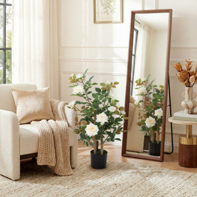 B&Q -  90Cm Artificial Rose Tree With 344 Silk Leaves And 17 FlowersWhite