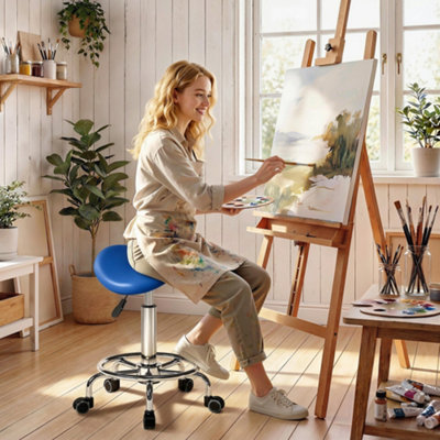 B&Q -  Saddle ChairRolling Salon Stool For Massage SpaBlue