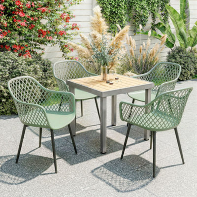 Outsunny Garden Chairs Set Of 4Garden Dining Chairs With ArmrestsGreen from B&Q