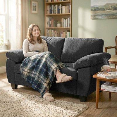 HOMCOM 2 Seater Sofa, Chenille Small Sofa with Spring Cushions in Dark Grey - Image 8