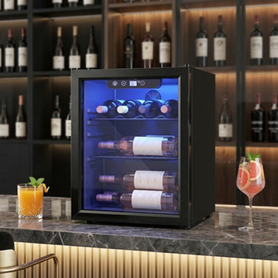 Homcom 16 Bottle Wine Cooler, Tabletop 4-16C Drinks Wine Fridge, Black - Image 3