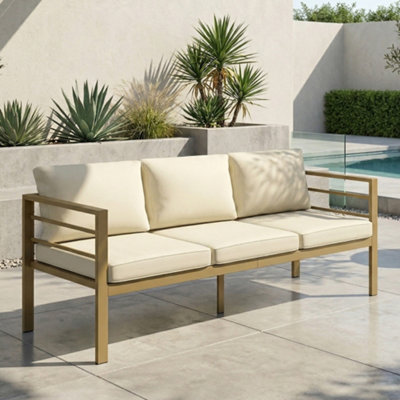 B&Q -  Garden Bench With CushionsOutdoor FurnitureCream White