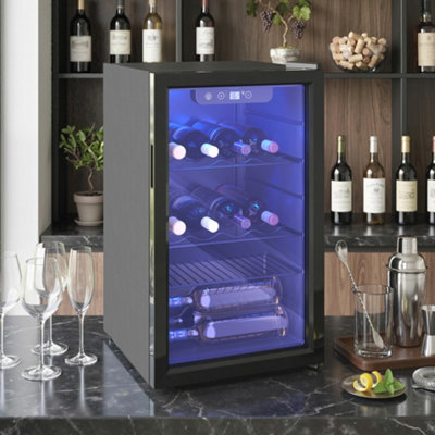 Homcom Unisex Black 24 Bottle Wine Cooler, 68L Freestanding Drinks Wine Fridge In - Image 7