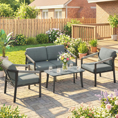 Outsunny 4 Seater Aluminium Garden Furniture SetOutdoor Patio Furniture from B&Q