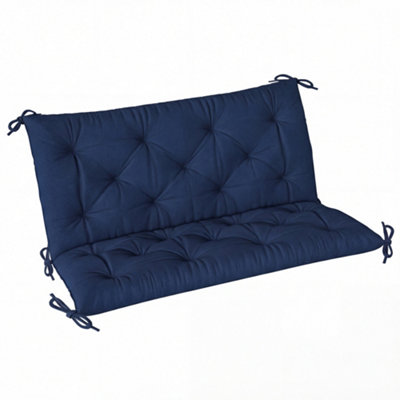Outsunny 2 Seater Bench Cushion - Blue - Polyester/Cotton - Image 4