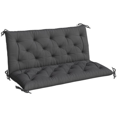 Outsunny Unisex Black Garden Bench Cushion, Seat Pad With Ties,, | : Size 120 - Image 2