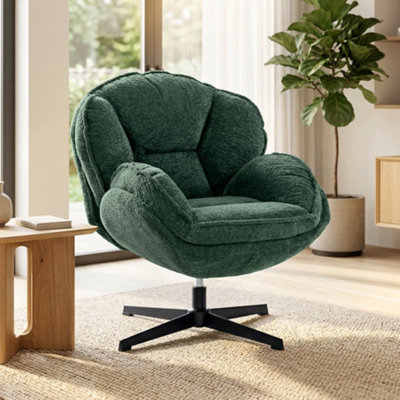 B&Q -  Accent Chair With Swivel For Living Room Dark Green