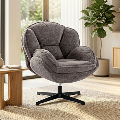 Homcom Accent Chair With Swivel For Living Room Grey from B&Q