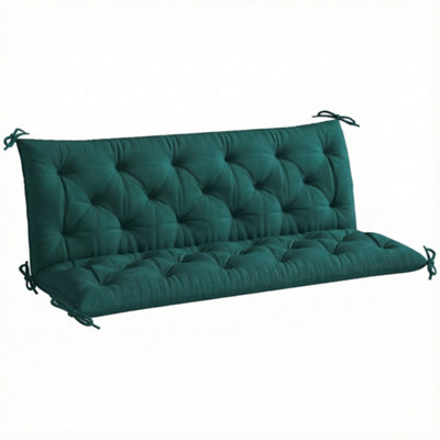 Outsunny Unisex Green 2 Seater Garden Bench Cushion Outdoor Seat Pad With Ties In - Image 4