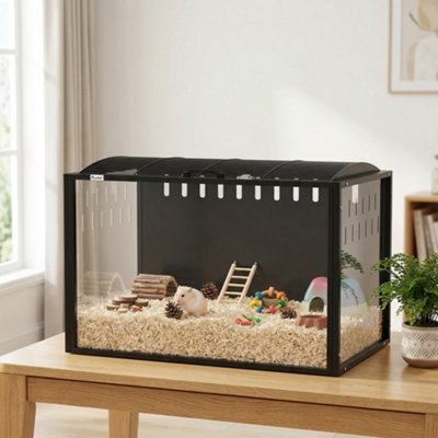 Pawhut Hamster Cage Steel Acrylic Rat Cage With Openable Top from B&Q
