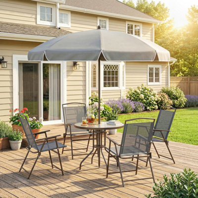 Outsunny Garden Dining SetPatio Sets With Tempered Glass Table from B&Q