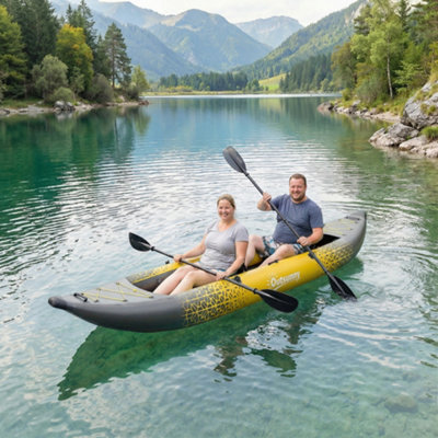 Outsunny 2.5' Inflatable Kayak 2-Person Sit On Canoe With Paddles Grey from B&Q