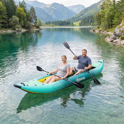 Outsunny 2.5' Inflatable Kayak 2-Person Sit On Canoe With Paddles Blue from B&Q