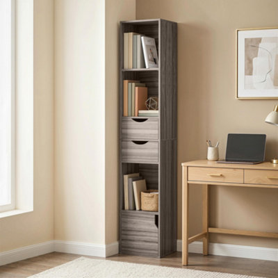Homcom Bookcase With Drawers Adjustable Shelf 158 Cm Grey from B&Q