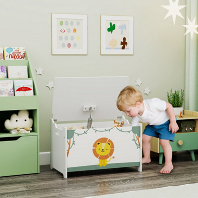 Rackhams Green Toy Box With Lid, Safety Hinges And Groove Handles, Toy Storage Organiser For Kids, Living Room, Playroom, - Image 10