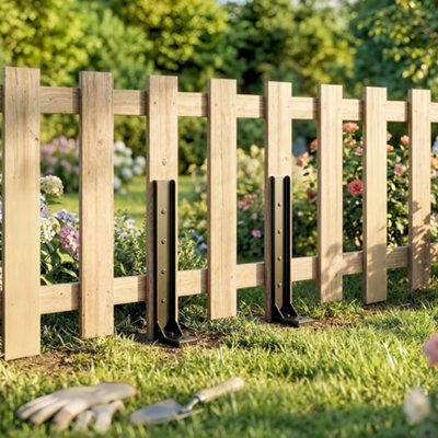 Rackhams Black 2 Pack Fence Post Repair Kit, Metal Fence Post Support With Drill - Fence Post Repair Kit - 81 X 5.5 X 12 Cm - Image 4