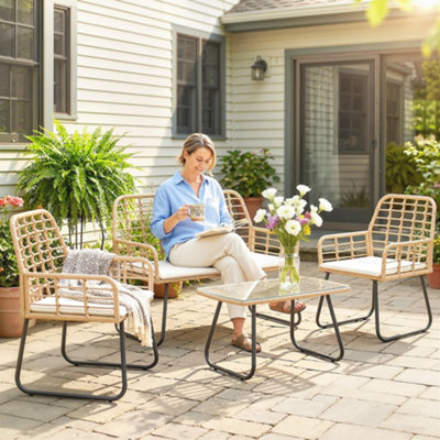 Outsunny Rattan Garden Furniture Set4 Piece Outdoor Patio Furniture from B&Q