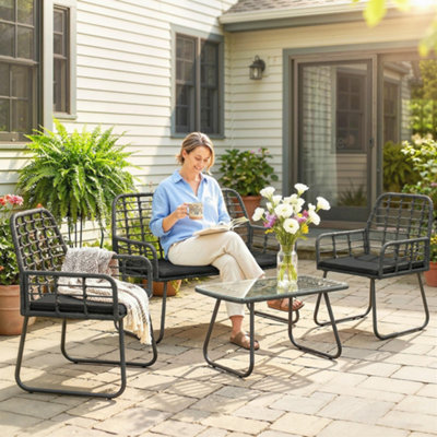 Outsunny Rattan Garden Furniture Set4 Piece Outdoor Patio Furniture