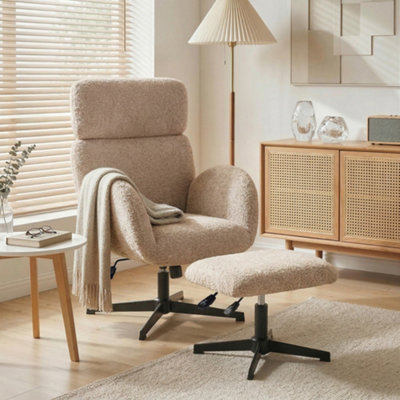 Homcom Swivel Armchair With FootstoolRocking Accent ChairLight Brown from B&Q