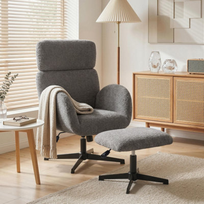 Homcom Swivel Armchair With FootstoolRocking Accent ChairGrey from B&Q