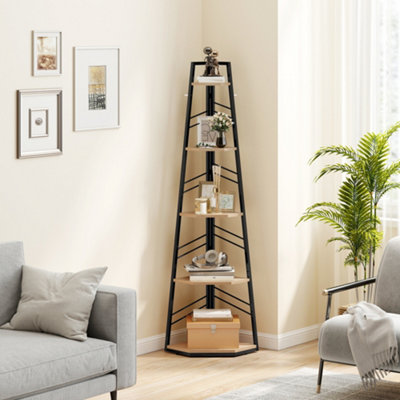 Homcom 5-Tier Corner BookcaseFloor Standing Shelving UnitNatural from B&Q
