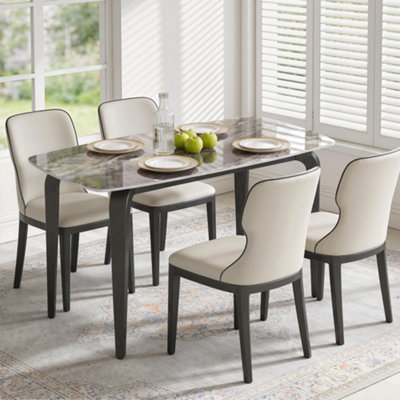 B&Q -  Dining Table For 4Kitchen Table With Sintered Stone TabletopBrown
