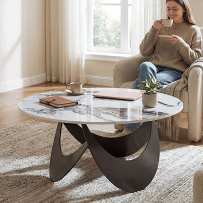 Homcom Coffee Table Sintered Stone Top White And Black - Image 7