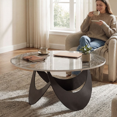 Homcom Coffee Table Sintered Stone Top Brown And Black from B&Q