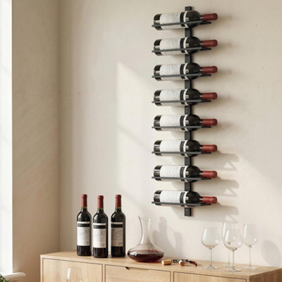 Homcom Unisex Black Wall Mount 8 Tier Metal Wine Display Rack For 8 Wine Bottles, - Image 4