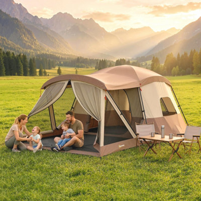 B&Q -  Camping Tent Waterproof For 4 Person Brown