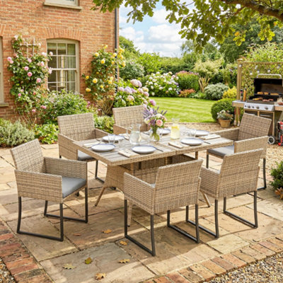 Outsunny Rattan Garden Furniture SetRattan Table And Chairs With Cushions from B&Q