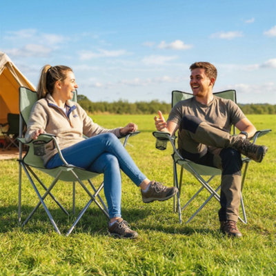 B&Q -  Camping Chair Set Of 2 Portable Folding Green