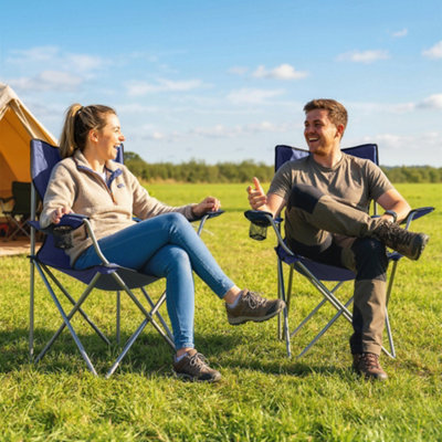 B&Q -  Camping Chair Set Of 2 Portable Folding Dark Blue