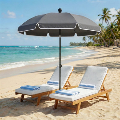 Outsunny 1.8 M Beach Umbrella Parasol With Sand AnchorTiltDark Grey from B&Q