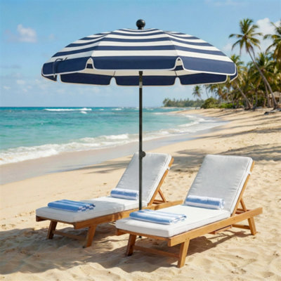Outsunny 1.8 M Beach Umbrella Parasol With Sand AnchorTiltBlue/white from B&Q