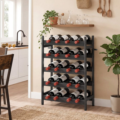 Homcom Unisex Black Wine Rack Freestanding 5-Tier Holder With 20-Bottle Capacity - Image 6