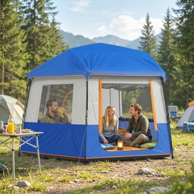 Outsunny Camping Tent 3000mm Waterproof 4-6 Person Blue from B&Q