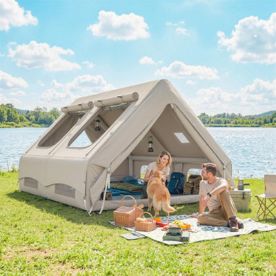 Outsunny Inflatable Tent4 Season Hot Tent 10000mm WaterproofKhaki from B&Q